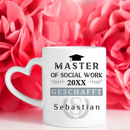 Geschenk Abschluss Tasse Master of Social Work mit Name Studium
