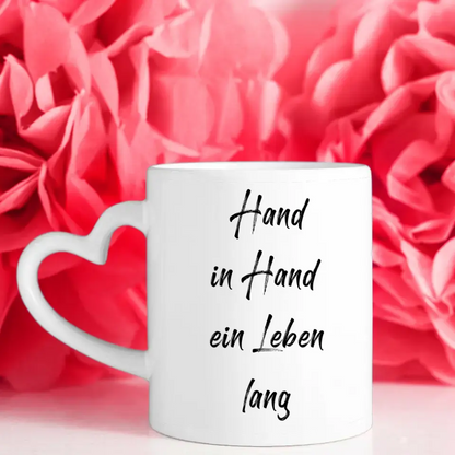 Tasse personalisiert für Paare Hand in Hand ein Leben lang Stadtkarte