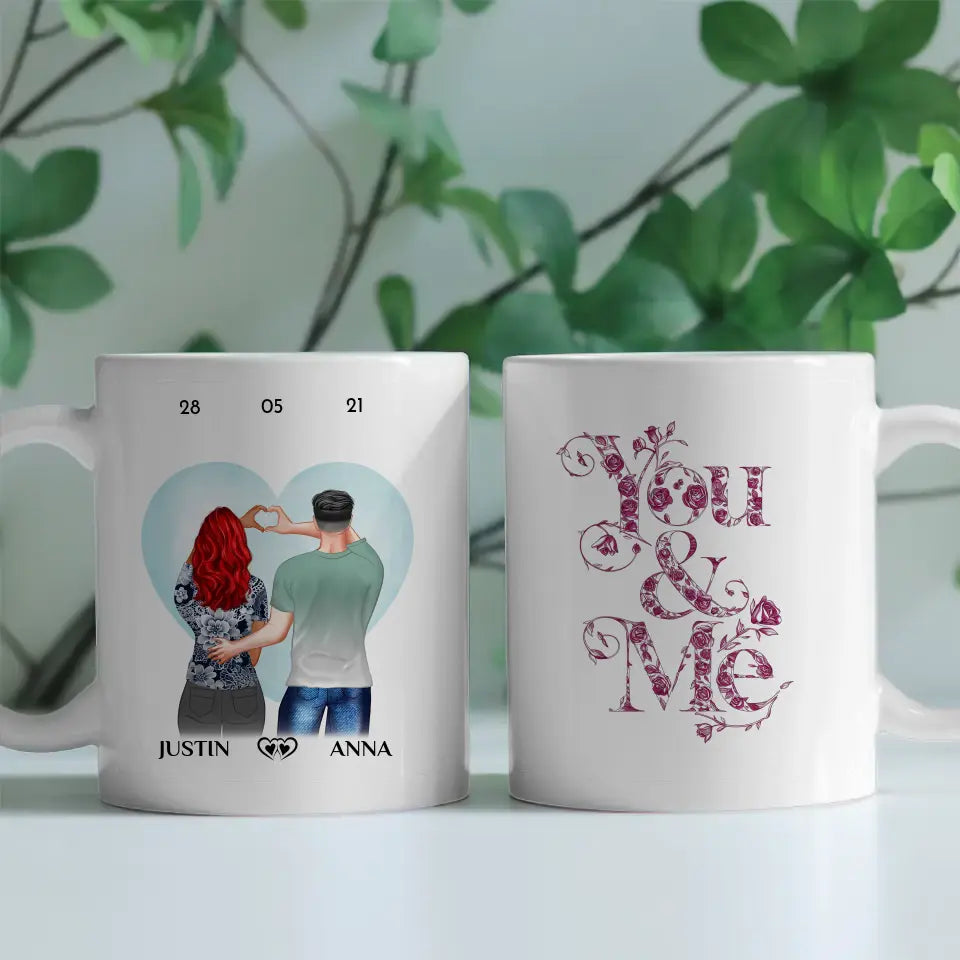 Tasse personalisiert für Paare You and Me Ihr als Figuren