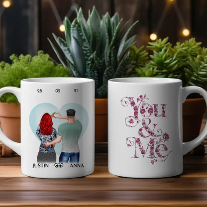 Tasse personalisiert für Paare You and Me Ihr als Figuren