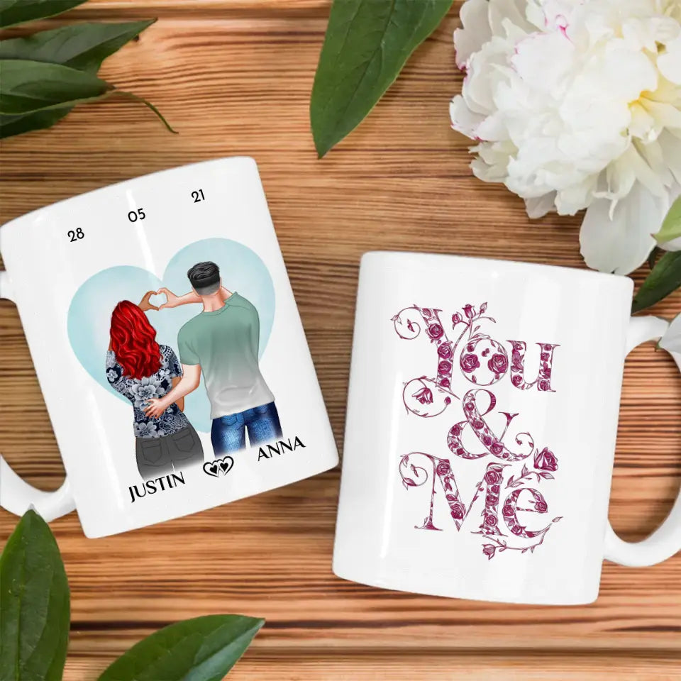 Tasse personalisiert für Paare You and Me Ihr als Figuren