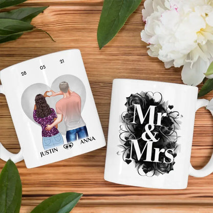 Tasse für Freundin Mr and Mrs Pärchen Cliparts personalisiert