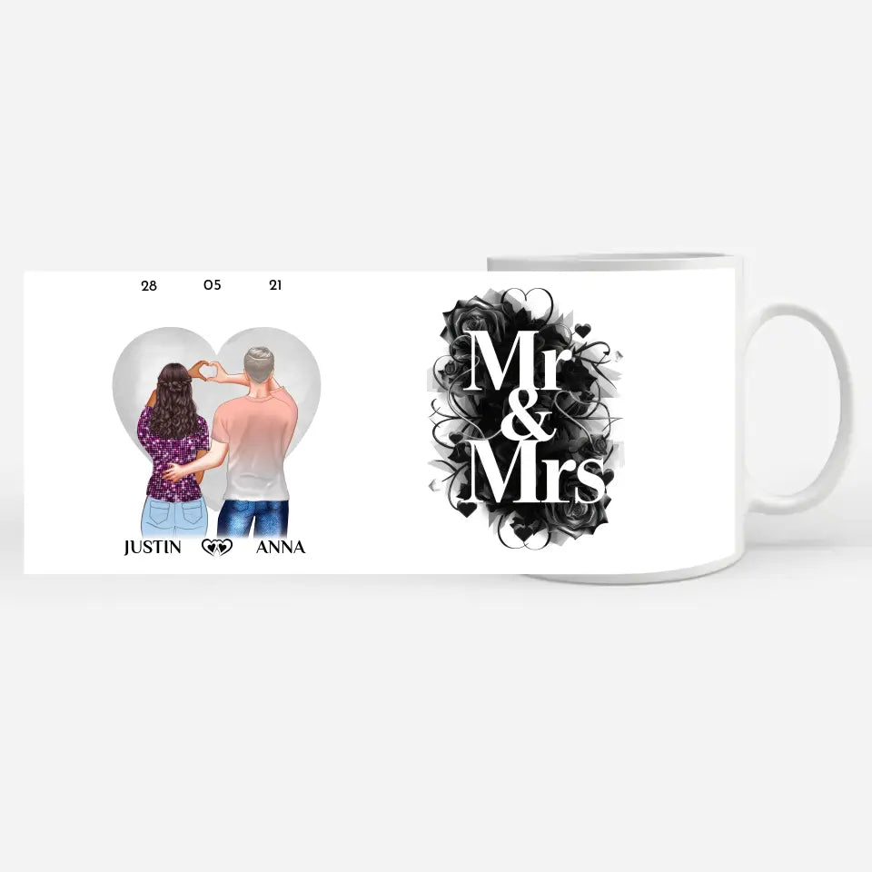 Tasse für Freundin Mr and Mrs Pärchen Cliparts personalisiert