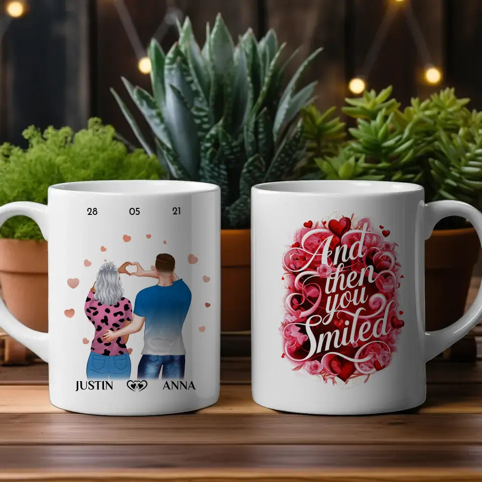 Tasse personalisiert für Paare And then you smiled Paar als Cliparts