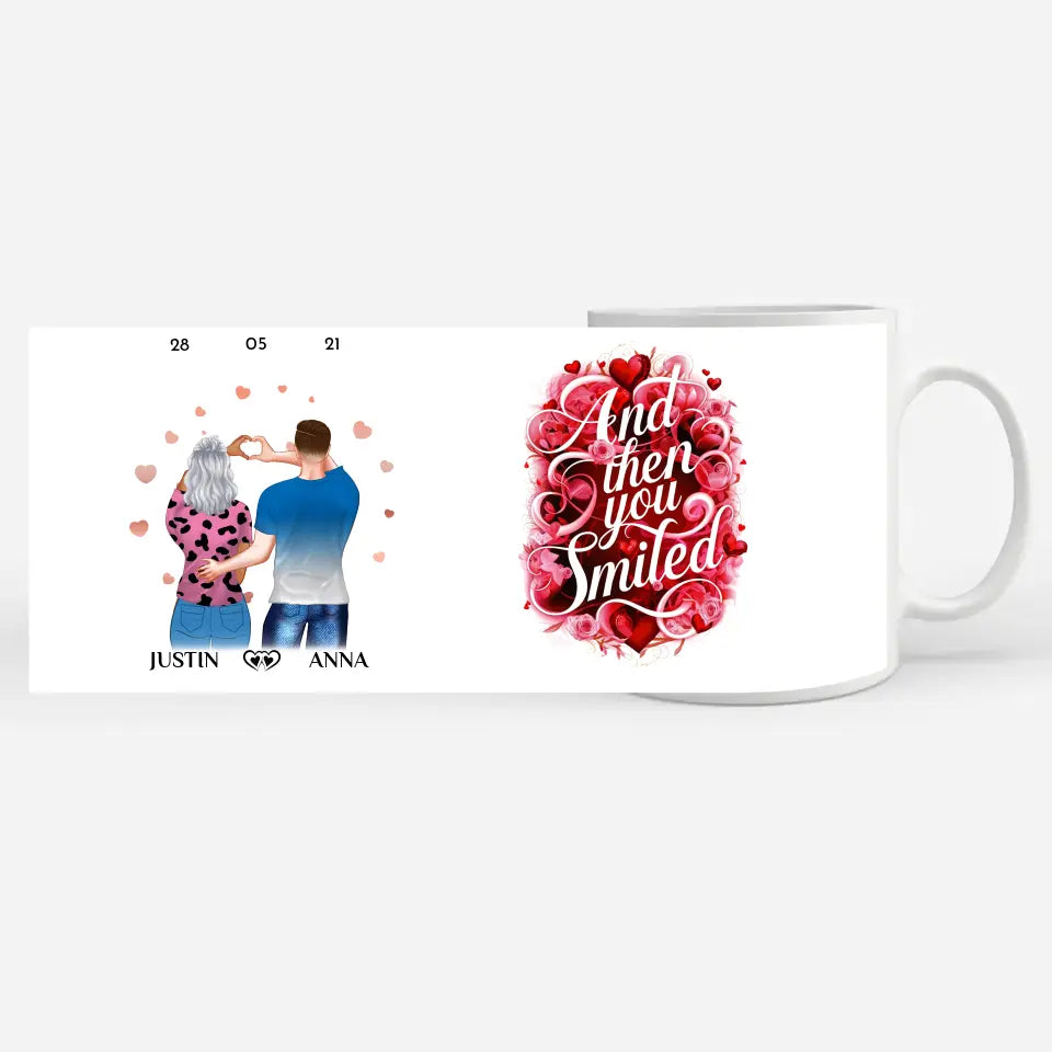 Tasse personalisiert für Paare And then you smiled Paar als Cliparts