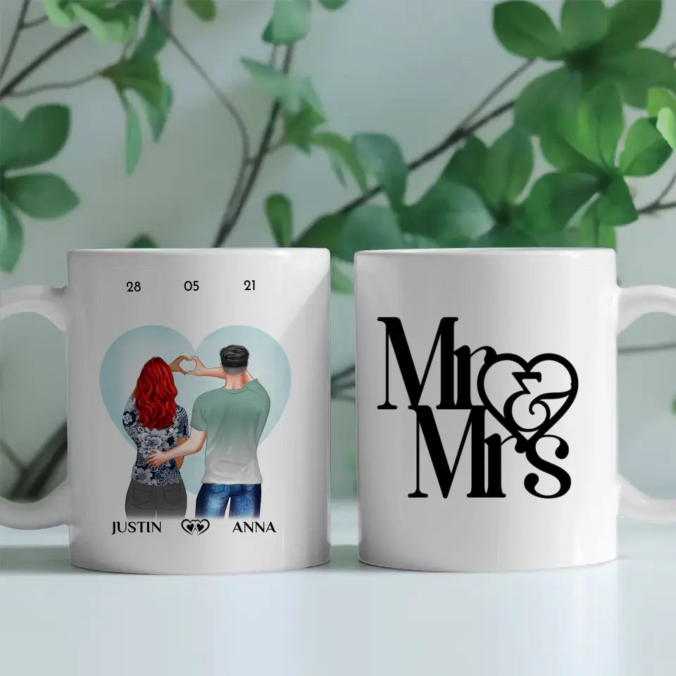 Personalisierte Tasse für Paare Mr & Mrs Ihr als Figuren