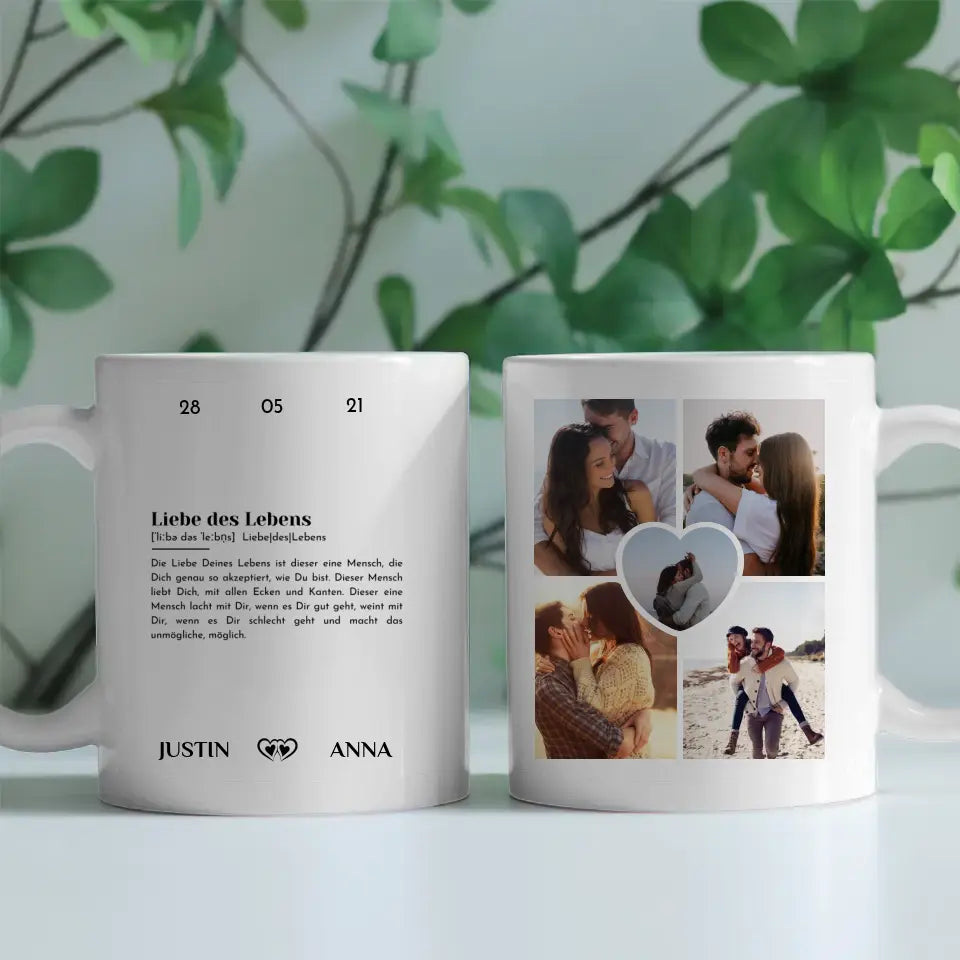 Tasse für Freundin mit 5 Fotos Definition Liebe für Pärchen personalisiert