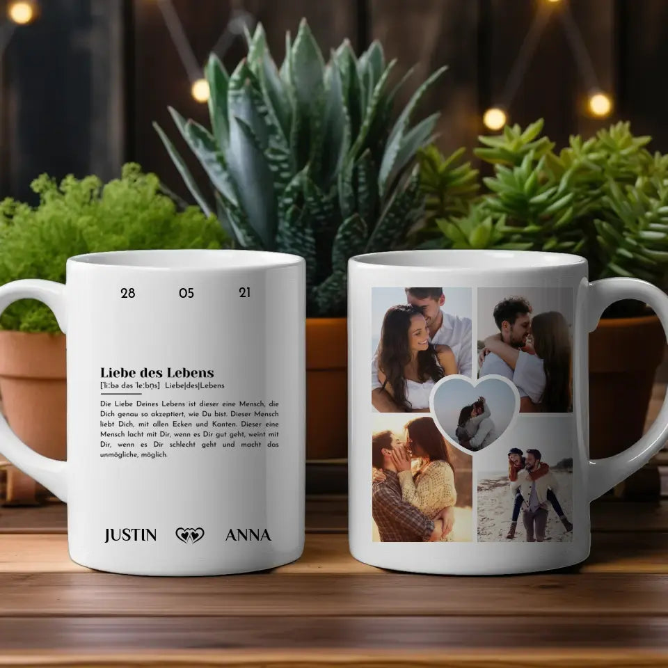 Tasse für Freundin mit 5 Fotos Definition Liebe für Pärchen personalisiert