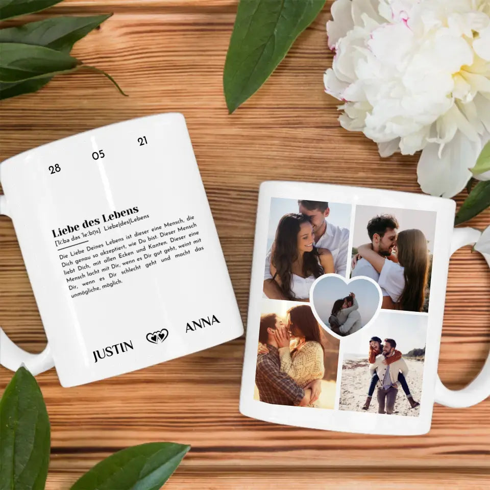 Tasse für Freundin mit 5 Fotos Definition Liebe für Pärchen personalisiert