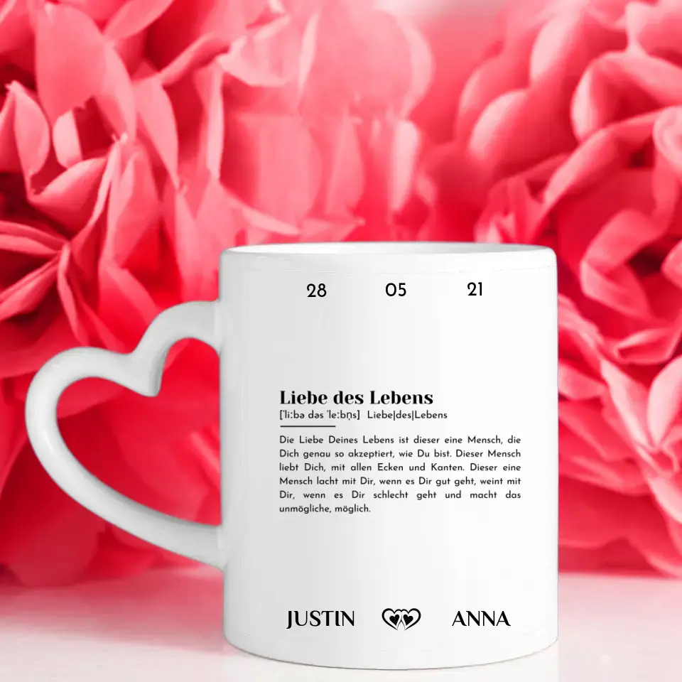 Tasse für Freundin mit 5 Fotos Definition Liebe für Pärchen personalisiert