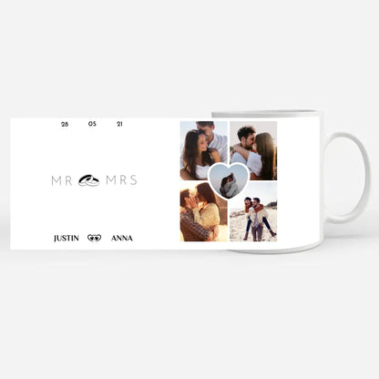 Personalisierte Tasse für Paare Mr & Mrs mit 5 Fotos