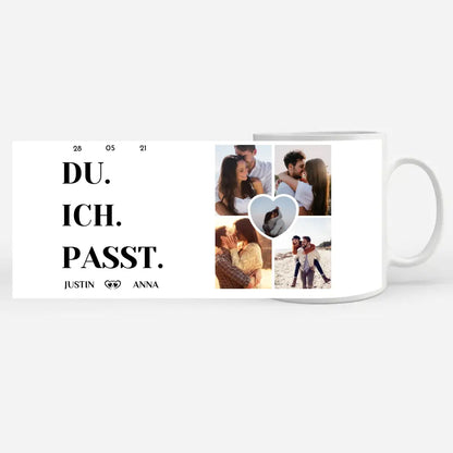 Tasse personalisiert für Paare mit 5 Fotos Du Ich Passt