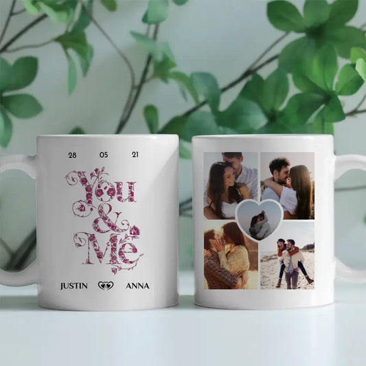 Tasse für Freundin You and Me für Pärchen mit 5 Fotos