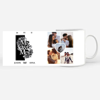 Personalisierte Tasse für Freundin mit 5 Fotos Mr and Mrs