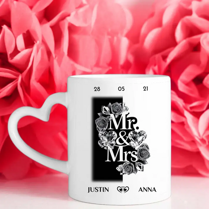 Personalisierte Tasse für Freundin mit 5 Fotos Mr and Mrs