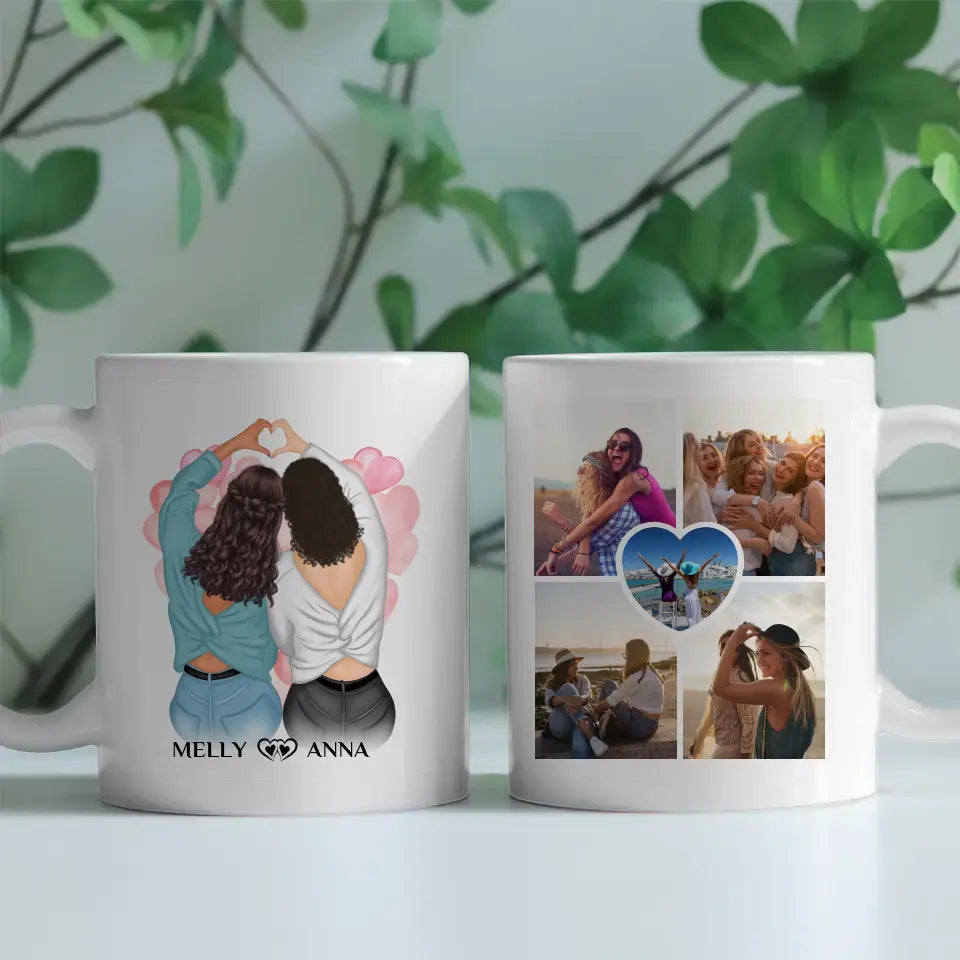 Personalisierte Tasse für Beste Freundin mit 5 Fotos mit 5 Fotos