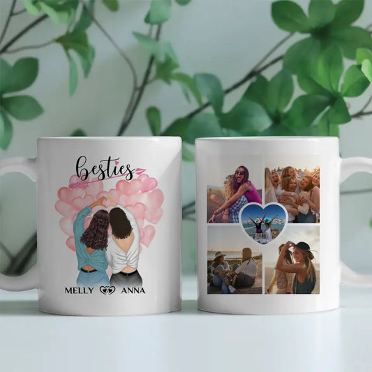 Personalisierte Tasse Besties für Beste Freundin mit 5 Fotos