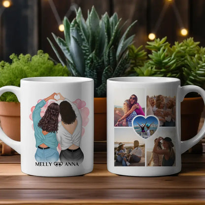 Personalisierte Tasse für Beste Freundin mit 5 Fotos mit 5 Fotos