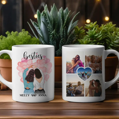 Personalisierte Tasse Besties für Beste Freundin mit 5 Fotos