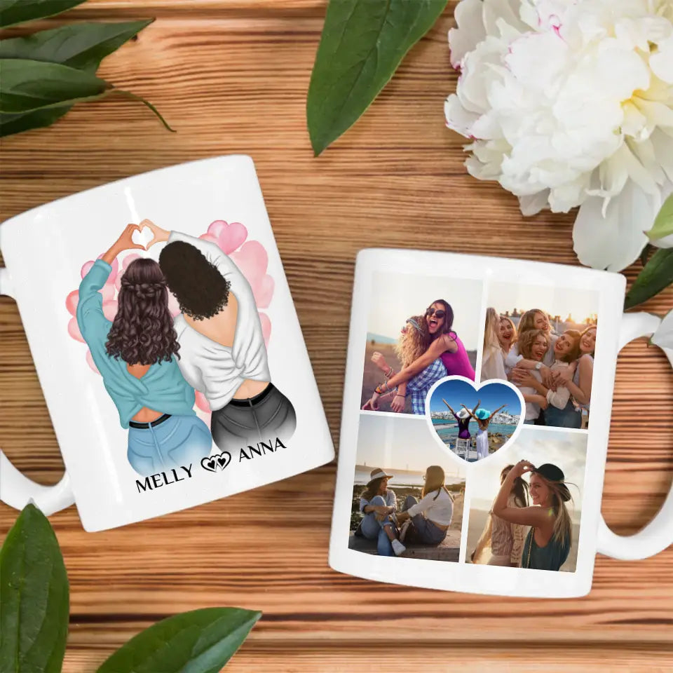 Personalisierte Tasse für Beste Freundin mit 5 Fotos mit 5 Fotos