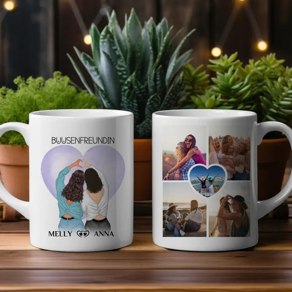 Tasse personalisiert für Beste Freundin Busenfreundin mit 5 Fotos