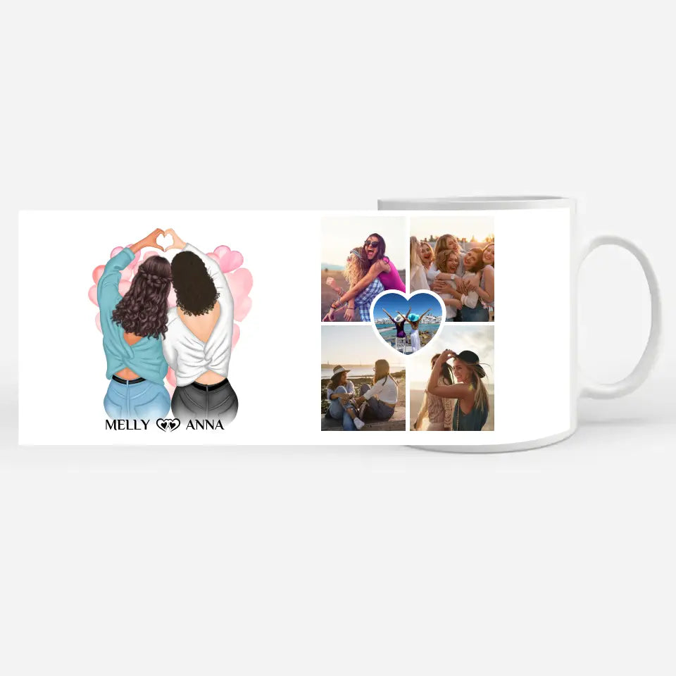 Personalisierte Tasse für Beste Freundin mit 5 Fotos mit 5 Fotos