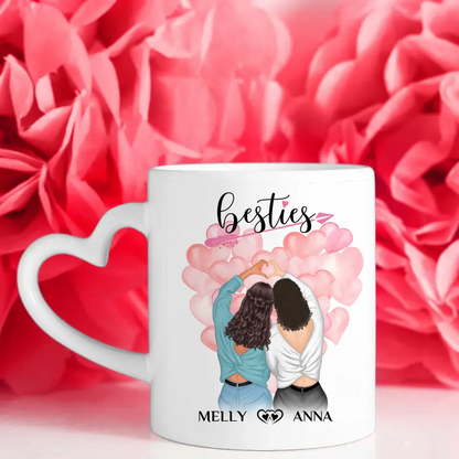 Personalisierte Tasse Besties für Beste Freundin mit 5 Fotos