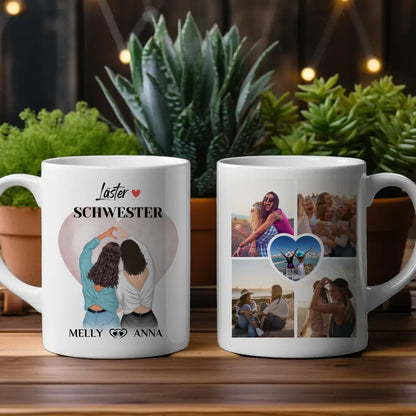 Personalisierte Tasse Beste Freundin Läster Schwester mit 5 Fotos