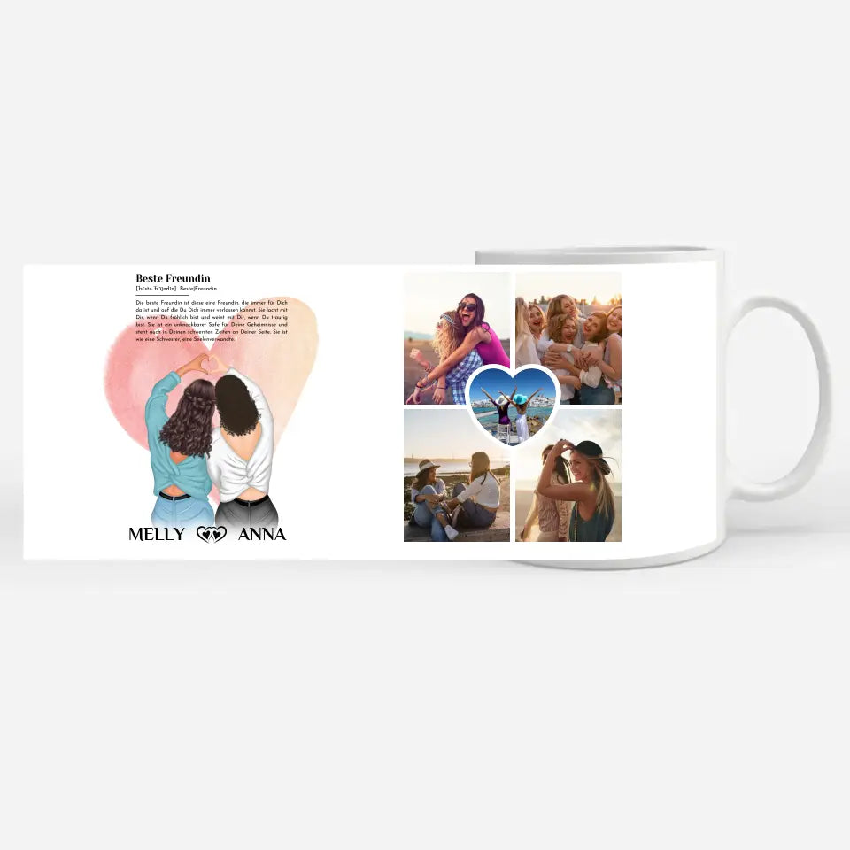 Personalisierte Beste Freundin Tasse Definition - Beste Freundin mit 5 Fotos