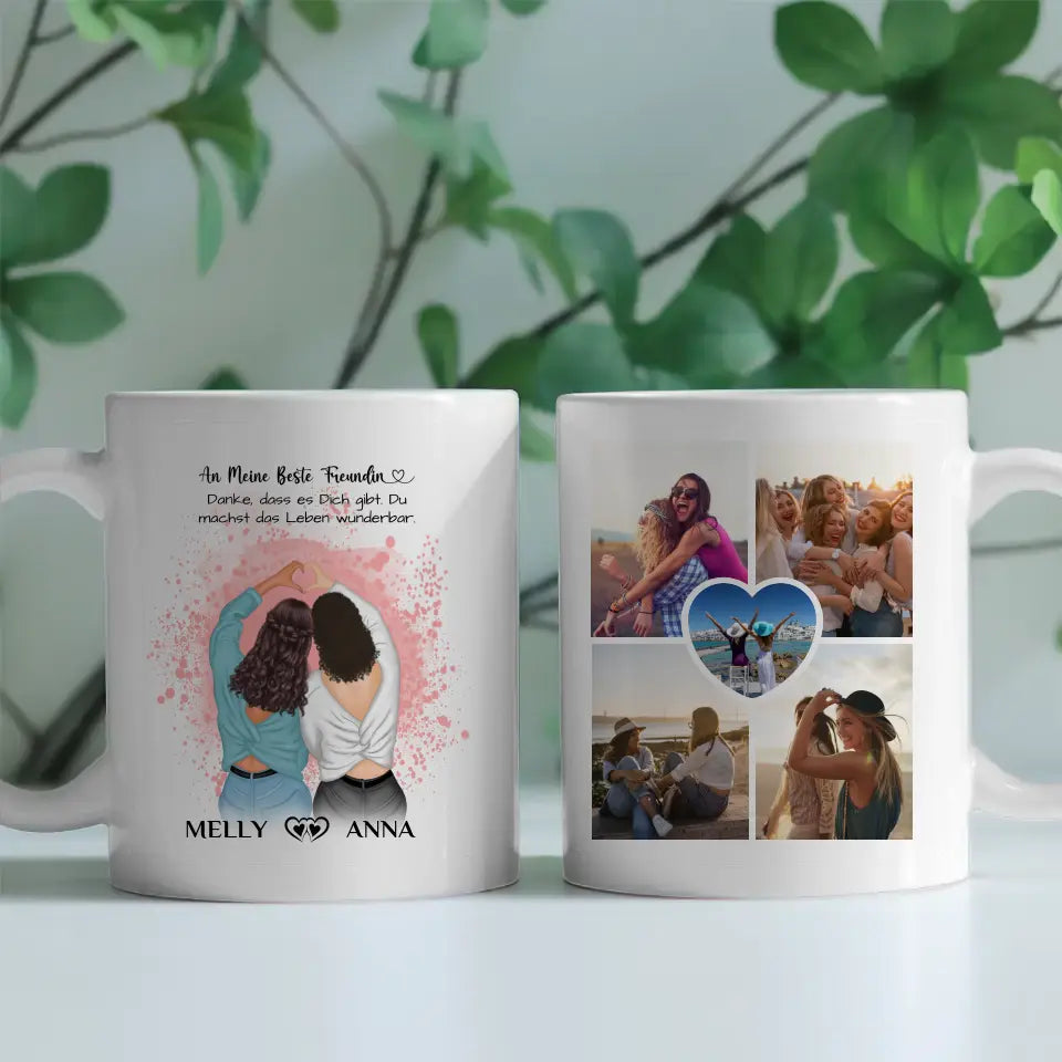 Personalisierte Tasse An meine Beste Freundin Danke mit 5 Fotos