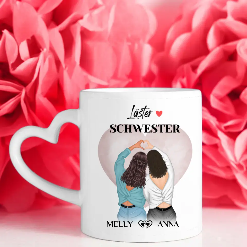 Personalisierte Tasse Beste Freundin Läster Schwester mit 5 Fotos