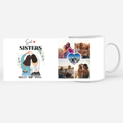 Tasse personalisiert für Beste Freundin Soul Sisters mit 5 Fotos