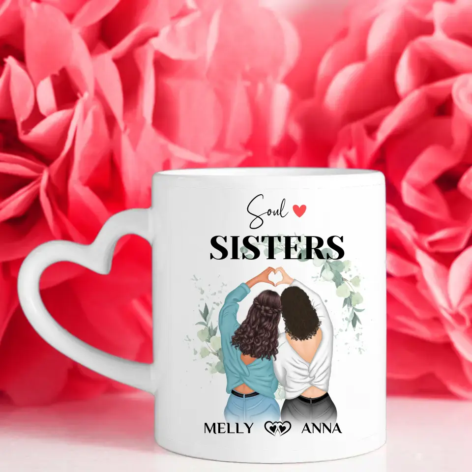 Tasse personalisiert für Beste Freundin Soul Sisters mit 5 Fotos