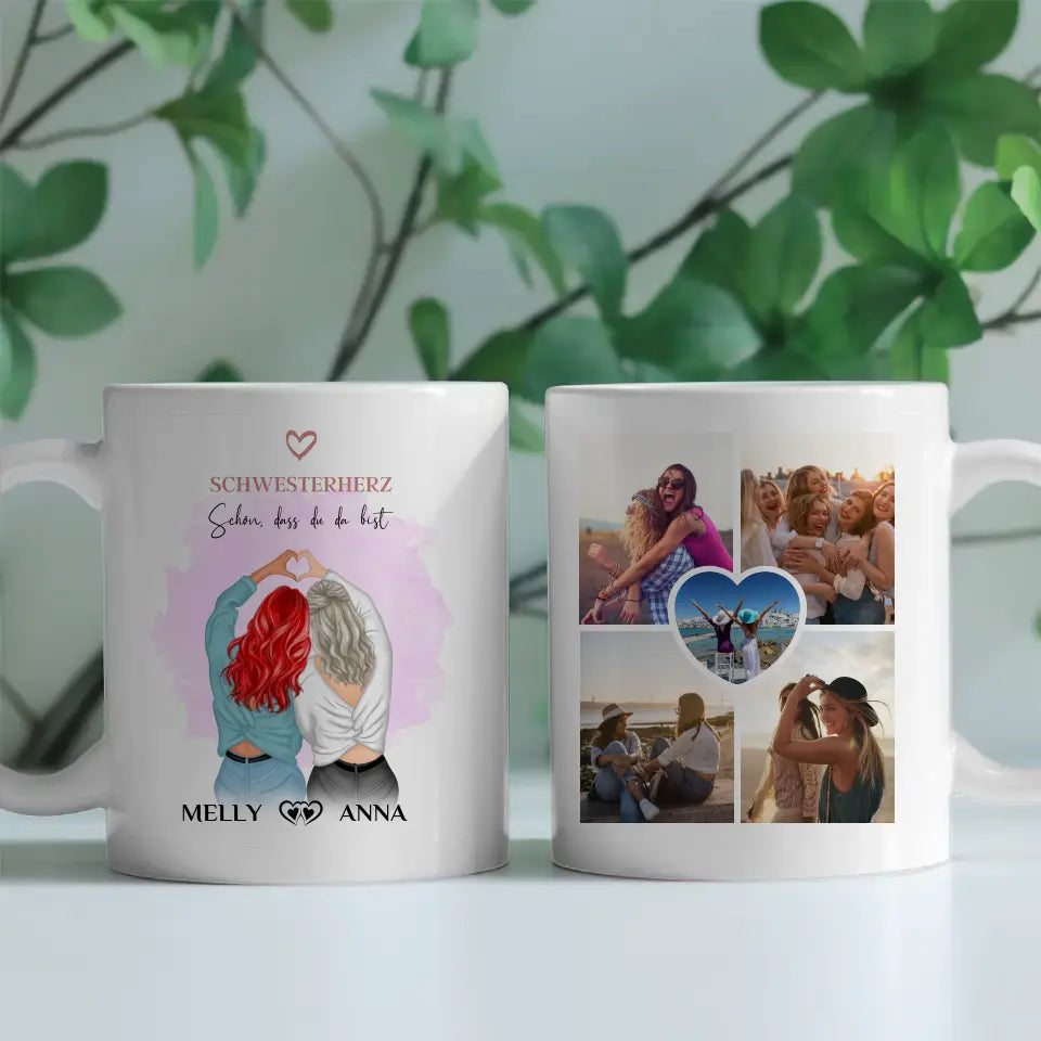 Tasse personalisiert für Schwester Schwesterherz Schön Dass Du Da Bist