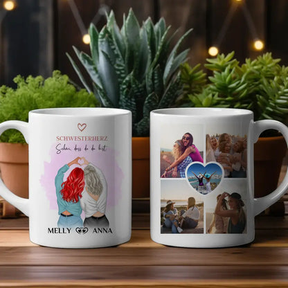 Tasse personalisiert für Schwester Schwesterherz Schön Dass Du Da Bist