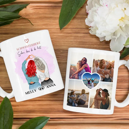 Tasse personalisiert für Schwester Schwesterherz Schön Dass Du Da Bist