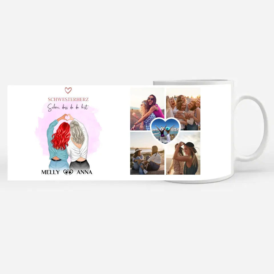 Tasse personalisiert für Schwester Schwesterherz Schön Dass Du Da Bist