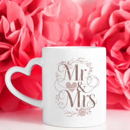 Personalisierte Pärchen Tasse Mr & Mrs Pinke Rosen mit 5 Fotos