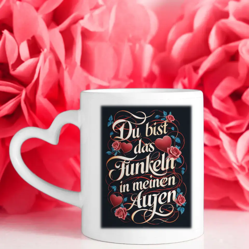 Tasse personalisiert für Paare Du Bist Das Funkeln Rosen mit 5 Fotos