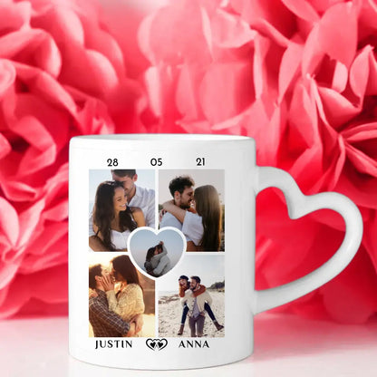 Tasse personalisiert für Paare Du Bist Das Funkeln Rosen mit 5 Fotos