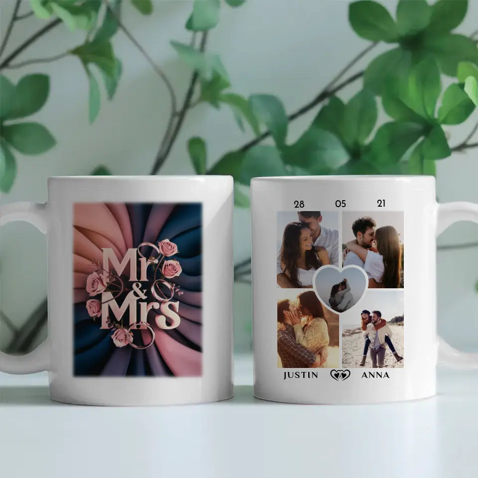 Personalisierte Tasse Liebe Mr & Mrs Elegant für Pärchen