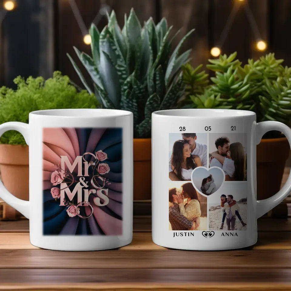 Personalisierte Tasse Liebe Mr & Mrs Elegant für Pärchen