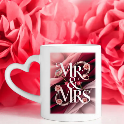 Foto Tasse für Paare Mr & Mrs Rosen Ringe Süßes Pärchen Geschenk