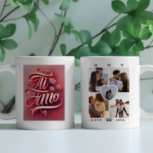 Tasse personalisiert für Paare Ti Amo Rosen für Pärchen