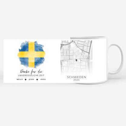 Tasse mit Namen Stadtkarte Schweden Urlaubs Erinnerung Tochter