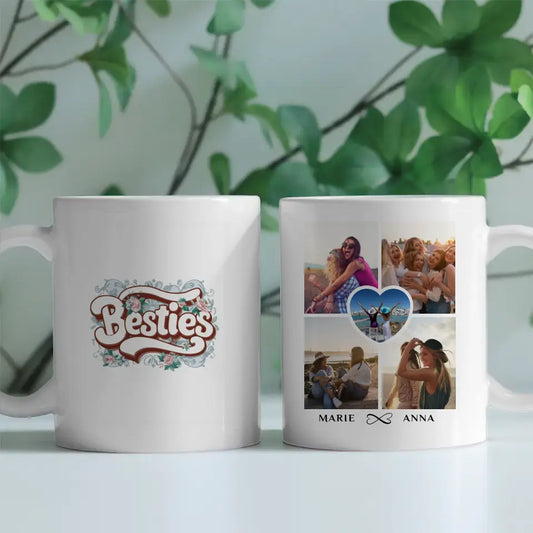 Tasse Beste Freundin Besties personalisiert mit 5 Fotos