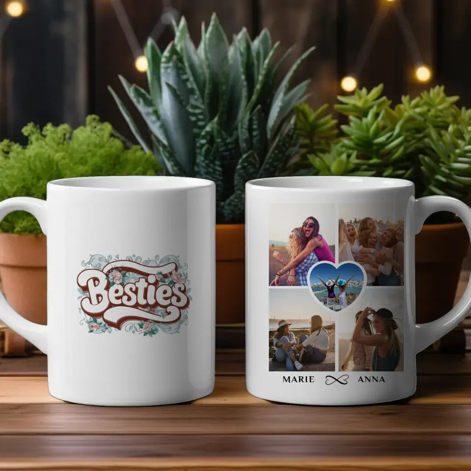 Tasse Beste Freundin Besties personalisiert mit 5 Fotos