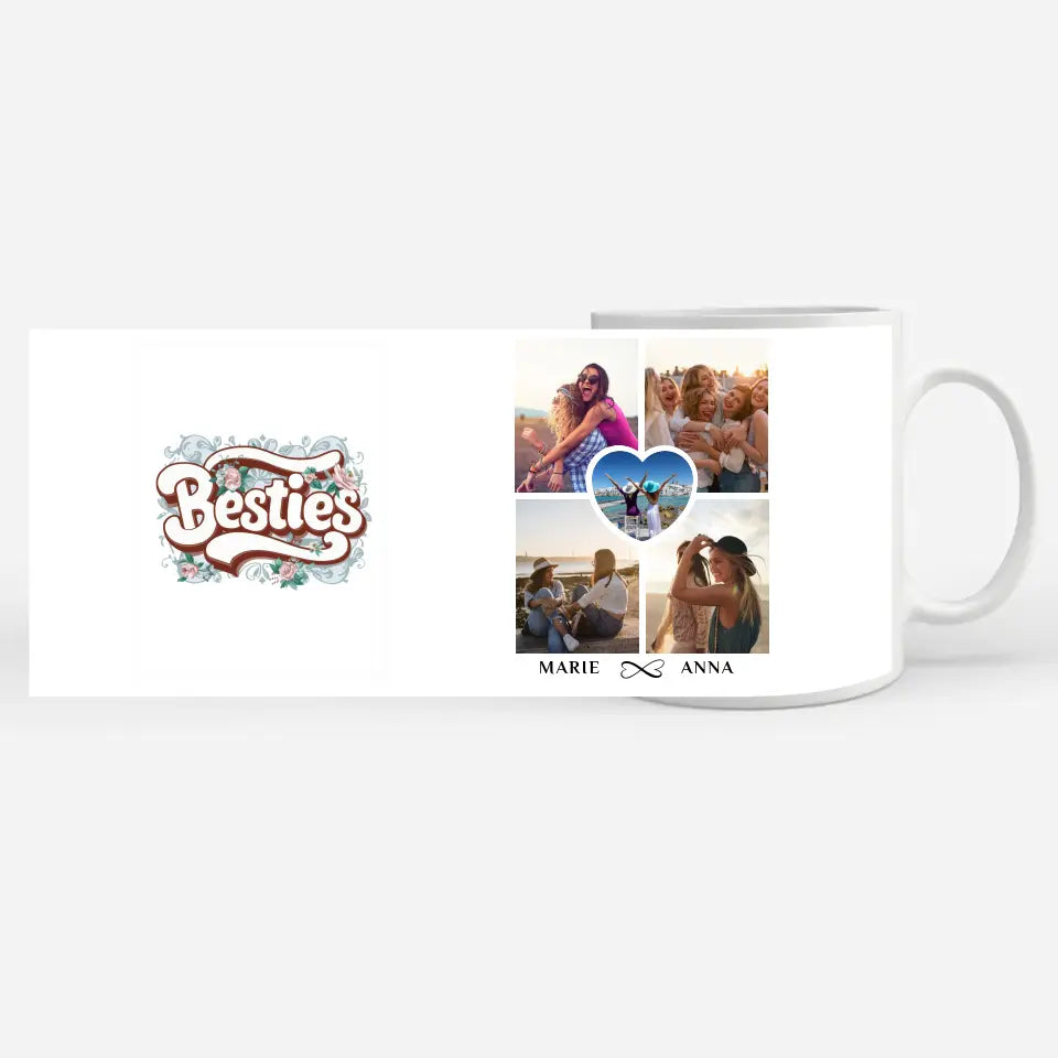 Tasse Beste Freundin Besties personalisiert mit 5 Fotos