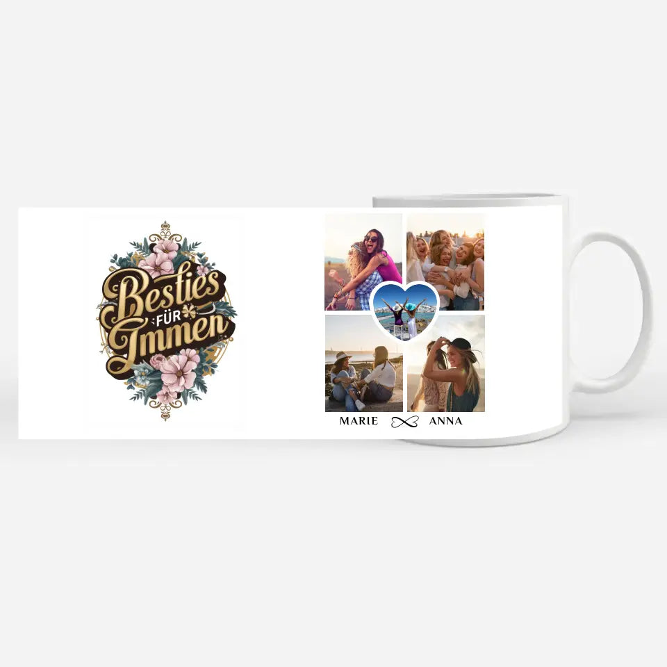 Tasse Beste Freundin personalisiert Besties für immer mit 5 Fotos