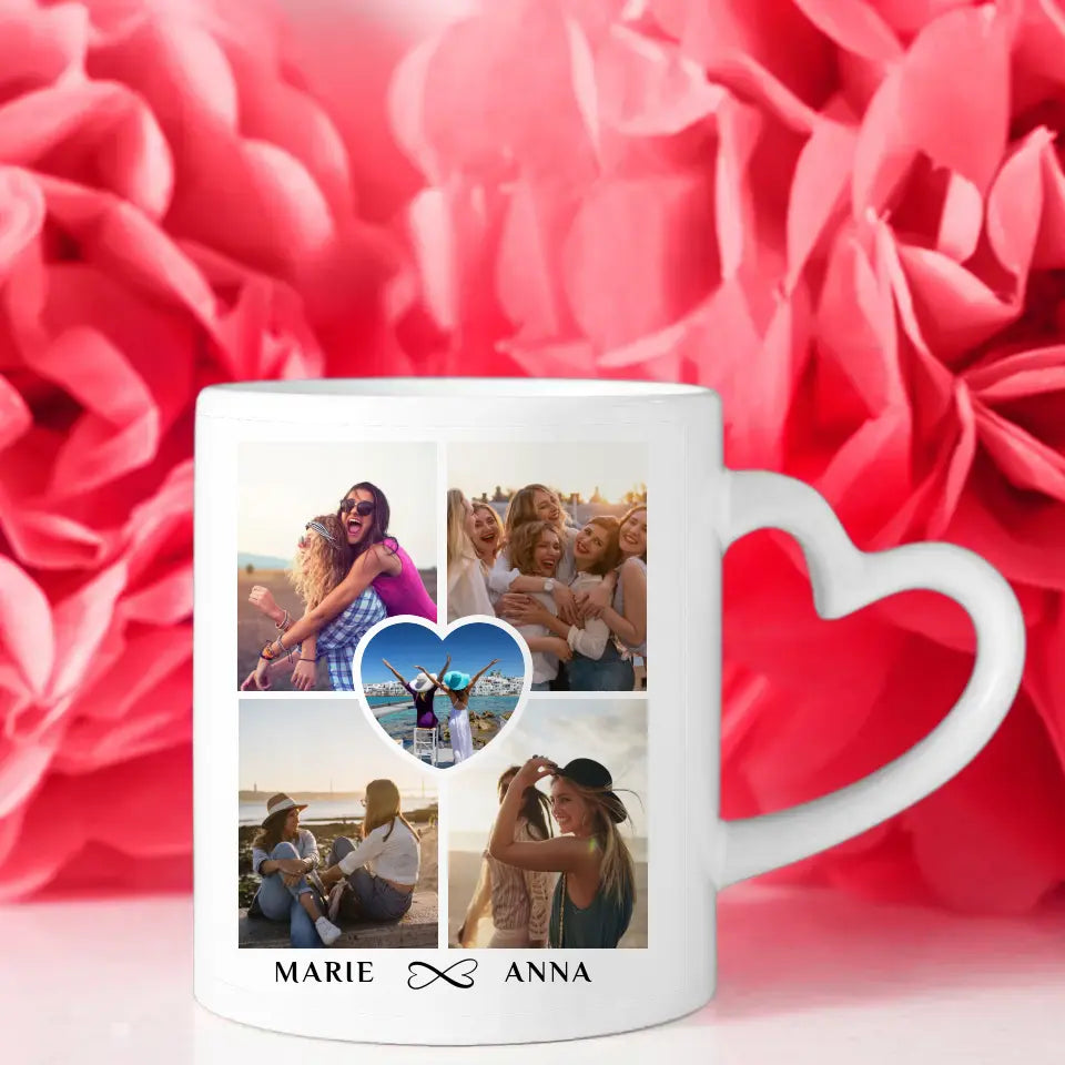 Tasse Beste Freundin Besties personalisiert mit 5 Fotos